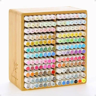 Produktbild von Famanu Bamboe Stiftehalter für 168 Stifte - Organizer für Kunst- und Schreibutensilien