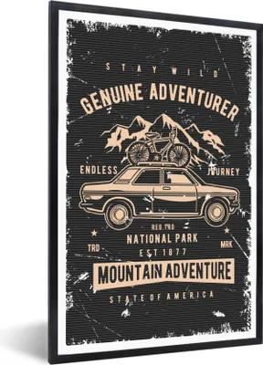 Produktbild von MuchoWow® MuchoWow® Gerahmtes Poster Mancave - Auto - Fahrrad - Retro 20x30 cm - Poster mit zchwarzem Bilderrahmen - Drucken - Bilder Poster im Rahmen