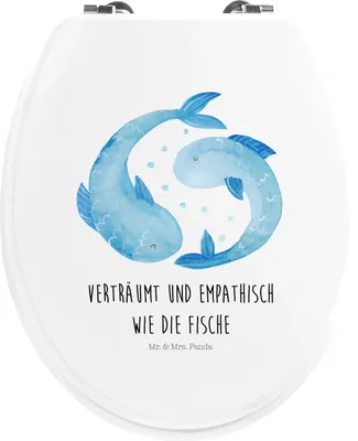 Produktbild von Mr. & Mrs. Panda WC Sitz Sternzeichen Fische - Weiß - Geschenk, Sternbild, Klo-Deckel, Geburtstag Februar, Fisch, Aszendent, Klodeckel, WC-Sitz, bambus, Brille, März