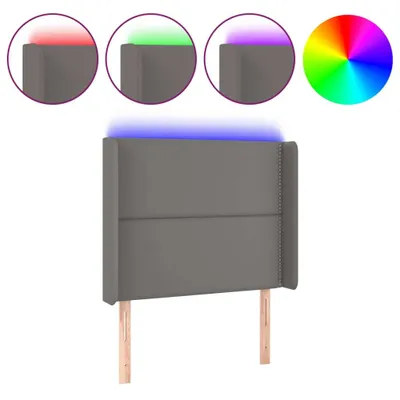 Produktbild von vidaXL LED Kopfteil Grau 93x16x118/128 cm Kunstleder