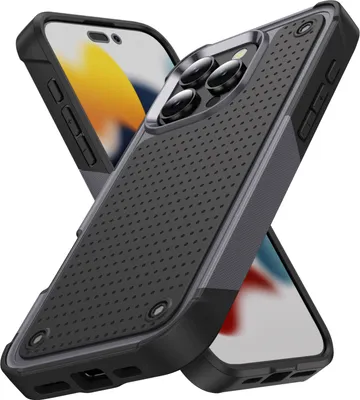 Produktbild von Für iPhone 16 Pro Hülle Militärqualität Stoßfest Hybrid 2 in 1 Hart PC Weich TPU Handyhülle Grau Schwarz