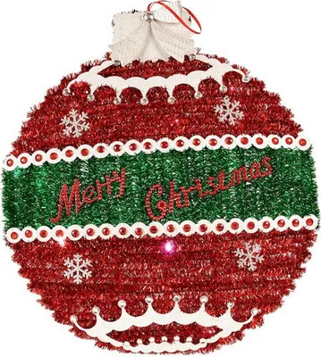 Produktbild von Weihnachts-LED-Lichtkugel 40 x 4 x 40 cm 40 x 5,5 x 40 cm silber rot weiß Kunststoff Polypropylen