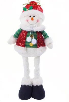 Produktbild von Weihnachtsplüschtier mit einziehbaren Beinen, handgefertigter stehender Schneemann, Weihnachtsmann-Plüschtier, Weihnachts-Winter-Feiertagsdekoration, Ornament
