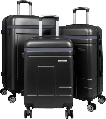Produktbild von Kofferset Trolleyset 3 teilig Genf Hartschale Reisekoffer ABS schwarz