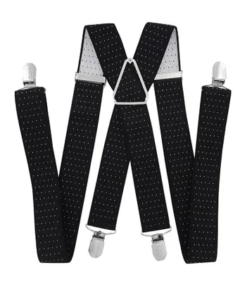 Produktbild von axy® Herren Hosenträger 3,5cm breite mit 4 Stabile Clips X-Form länge verstellbar Hochzeit-Business Outfit-Schwarz mit weißen Punkten