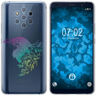 Produktbild von PhoneNatic Case kompatibel mit  Nokia 9 PureView Silikon-Hülle Floral Rabe M4-4