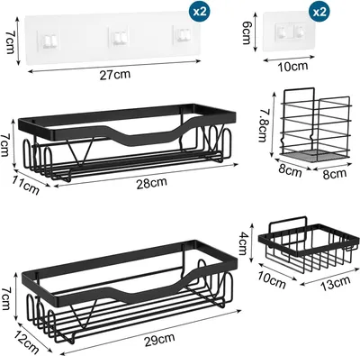 Produktbild von SHOP YOLO - Duschregal ohne Bohren - Klebe-Wandmontage Badezimmer Duschregal - Badezimmer Organizer für Badezimmer Küche Aufbewahrung - Schwarz