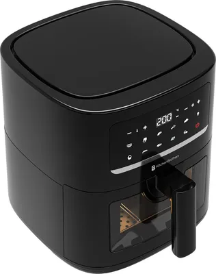 Produktbild von KitchenBrothers Heißluftfritteuse XL 6L mit Sichtfenster - Airfryer 1600W - 50°C bis 200°C - 10 Kochprogramme - Schwarz