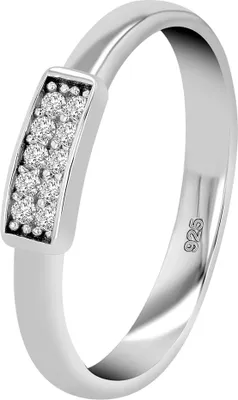 Produktbild von "Amica" 925/- Echt Silber Damenring, rhodiniert mit Zirkoniabesatz, Gr 52 - 60