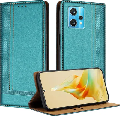 Produktbild von Handyhülle für Realme 9 Pro+ Leder Flip Klappbare Schutzhülle mit Standfunktion Grün