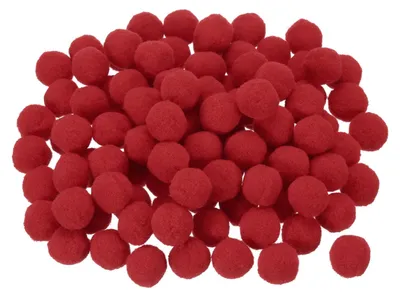 Productafbeelding van Viltpompons - 100 stuks - Knutselmateriaal van vilt - Rood - 2,5 cm / 25 mm