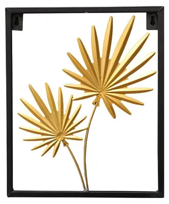 Metall-Wandskulptur Blatt, 30x25 cm, rechteckig, für Wohnzimmer