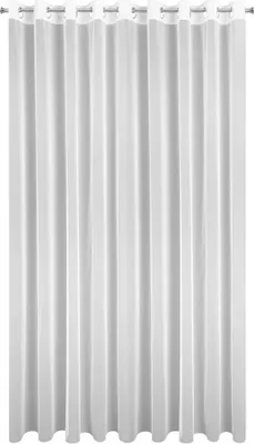 A white curtain hanging vertically.