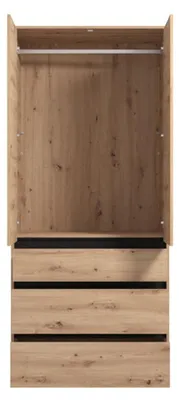 Produktbild von Vimercatii - Kleiderschrank 2 Türen, 93x211h cm Eiche Braun Mit Knoten, Garderobe