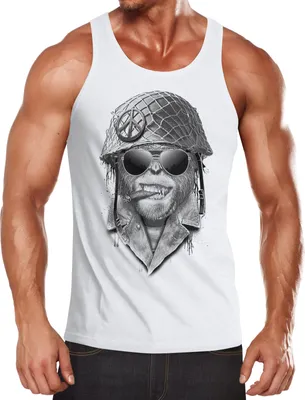 Produktbild von Herren Tanktop Gorilla Helmet Moonworks® weiß XL