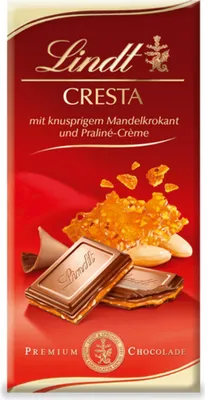 Produktbild von Lindt Cresta Tafel mit knusprigem Mandelkrokant und Pralinencreme 100g