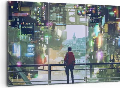 Produktbild von Bild auf Leinwand - Leinwandbild - Stadt Brücke Haus - 105x70cm - Wand Bild - Wanddeko - Wandbilder - Leinwanddruck - Bilder - Kunstdruck - Wanddekoration - Leinwand bilder - Wandkunst - CE105x70-4017