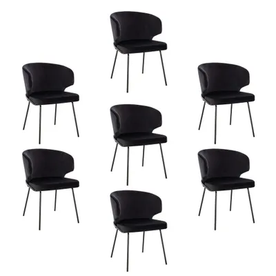 Produktbild von HOME DELUXE - Polsterstuhl AMARA- 7 Stück, Farbe: Samt Schwarz - weiche Polsterung, bis 120 kg belastbar I Küchenstuhl Speisestühle Esszimmerstühle