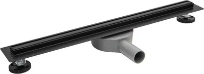 Produktbild von BADLAND Duschrinnen Edelstahl SLIM & LOW PROLINE 60 cm in Schwarz | Komplettset Bodenablauf