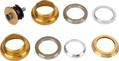 Image de Viaron tête de vélo 34 mm, double roulement, potence de fourche avant de vélo pour VTT, vélo de course, or