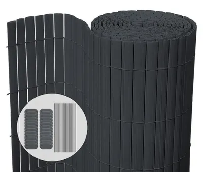 Productafbeelding van Windscherm privacyscherm PVC - 80 x 300 cm - Grijs - Voor balkon en terras