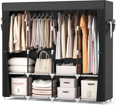 Immagine prodotto di Armadio portatile - Armadio in tessuto - Per riporre e organizzare - Grande capacità - Larghezza 170 cm - Nero