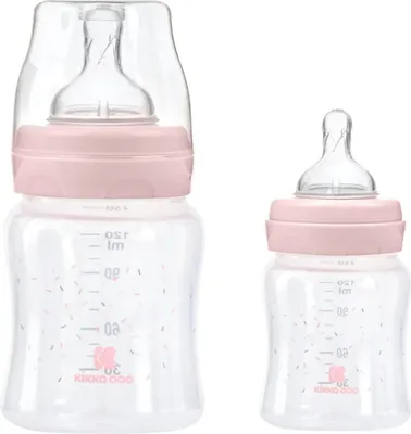 Immagine prodotto di Biberon Kikkaboo PP 120 ml, tettarella anticolica taglia S, collo largo, dalla nascita rosa