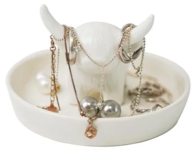 Produktbild von Highland Ring Keramik Schmuckhalter mit Boho Stil Ablage - Schmuckhalter für Zuhause und Büro