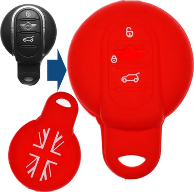 Produktbild von Auto Schlüssel Silikon Schutz Hülle Rot kompatibel mit Mini Cooper One Clubman F56 F54 F55 F57 F60 3 Tasten Smartkey
