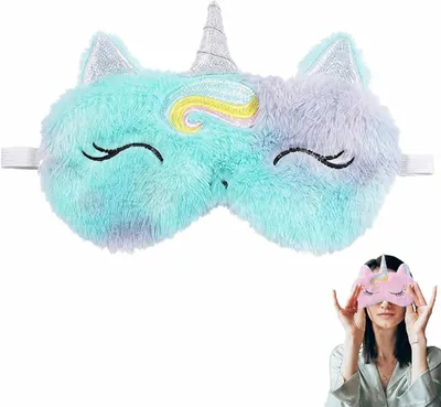 Produktbild von Schlafmaske Einhorn-Schlafmaske – 2 Stück, Kalt-/Warm-Gel-Maske für Entspannung und Müdigkeit – Augenmaske gegen Müdigkeit und Schwellung – Kühlende G