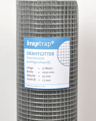 A roll of wire mesh fencing with a label attached.