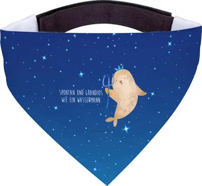 Produktbild von Mr. & Mrs. Panda Halstuch Für Hunde Sternzeichen Wassermann - Sternenhimmel Blau - Geschenk, Hundehalstuch, Hund, Dreieckstuch, Nix, Tuch, Meermann, Geburtstag Februar