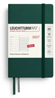 Produktbild von LEUCHTTURM1917 Wochenkalender 2027 Pocket (A6) mit Notizbuch, liniert - Terminpl