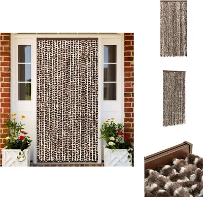 Obrázok produktu pre vidaXL Záclona proti hmyzu hnedá a biela 100x220 cm šenil - sieť proti hmyzu