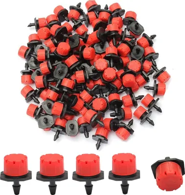 Obrázek produktu pro Nastavitelné zavlažovací kapátka, 100 ks, otočná o 360 stupňů, 8 otvorů, pro hadice 4/7 mm a 1/4", pro květinové záhony a zahrady