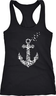 Produktbild von Damen Tank Top Vogel Anker Anchor Birds Racerback Neverless® schwarz XXL