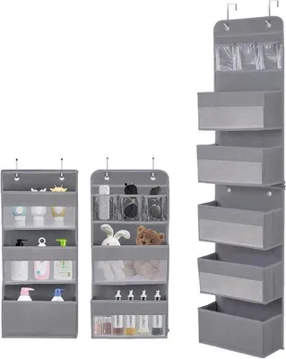 Immagine prodotto di Organizer da appendere con 5 scomparti e 4 ganci, in tessuto, da porta