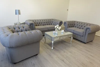 Produktbild von Chesterfield Couch Polster Sofas Sofa Couchen Leder Sofagarnitur 3+2+1 Neu  #379