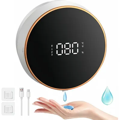 Produktbild von Seifenspender Automatisch, 3 Einstellbare Stufen&Vollflächen-Display, Touchless Wandmontage, 300ml Elektrischer Schaumspender,USB-Aufladung, Weiß