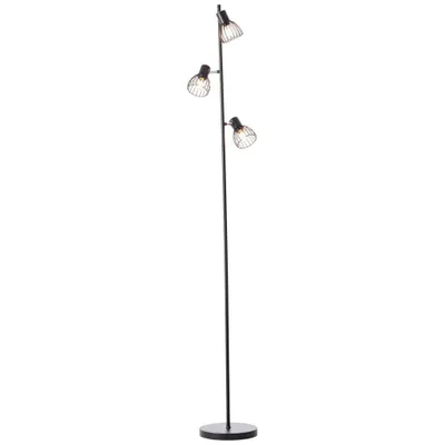 Image de Lampe BRILLIANT, lampadaire Blacky à 3 branches, noir mat, 3 x D45, E14, 25 W, avec interrupteur au pied