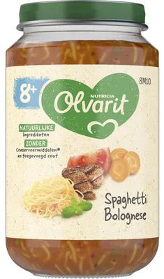 Obrázek produktu pro Olvarit Spaghetti Bolognese dětská kaše od 8 měsíců, 200g - dětská kaše bohatá na živiny