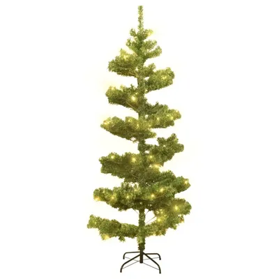 Zdjęcie produktu dla vidaXL Spiralna choinka z oświetleniem i stojakiem Zielona 150 cm