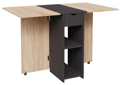 Productafbeelding van CASABEL Opklapbare eettafel met opbergruimte, geschikt voor 2-4 personen, met zwarte poten