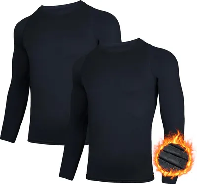 Productafbeelding van Compressieshirt met lange mouwen voor heren, geschikt voor hardlopen, fitness en fietsen, set van 2