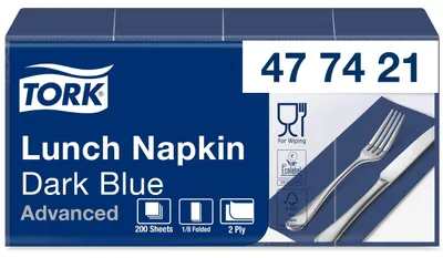 Image de Tork - Serviette de table 2 plis 200pcs bleu foncé 477421 | 10 pcs