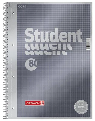 Immagine prodotto di BRUNNEN 1067128 Collegeblock Student Premium A4 a scacchiera, con linea di margine interna ed esterna, Lin. 28 Copertina: antracite-metallizzato