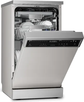 Image de Klarstein Verosteel Lave Vaisselle 45cm - Pose Libre, 10 Couverts, 9 Programmes, Silencieux 42 dB, , AquaStop, Sécurité Enfants, Argent