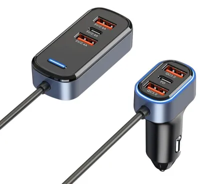 Produktbild von 6-Port-Autoladegerät mit PD Typ C QC 3.0 und 2,4-Ampere-Anschlüssen USB 65,5 W