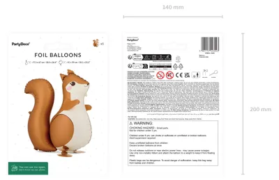 Obrázek produktu pro Fóliový balón ve tvaru veverky v běhu, 59 x 51 cm, pro helium, krémově hnědý