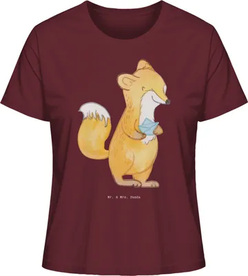 Produktbild von Mr. & Mrs. Panda Shirt Damen Fuchs Origami Größe M - Burgundy - Geschenk, T-Shirt, Basic, DIY, Papierfalten, Japanische Faltkunst, Oberteil, Baumwoll, Basteln